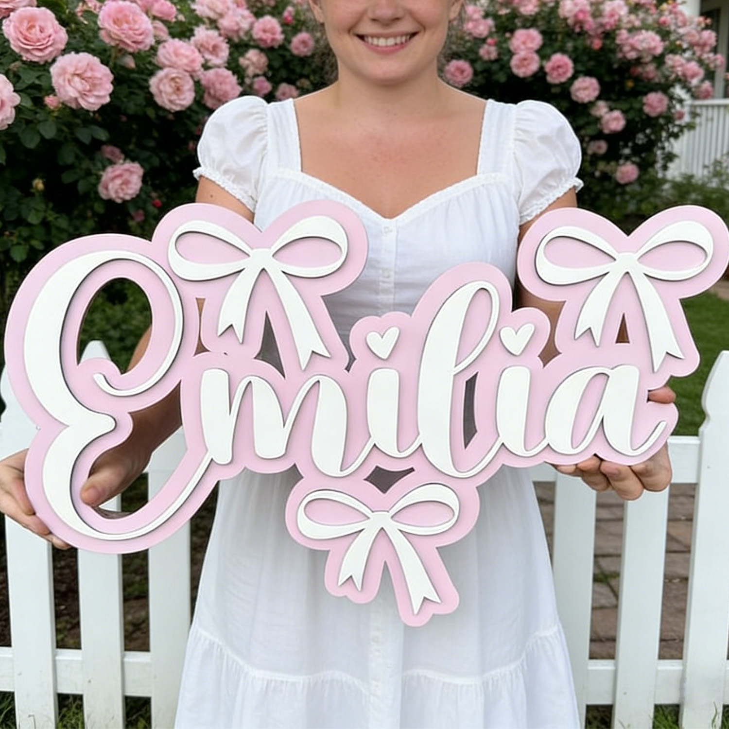 Baby Nursery Decor - 1pc Customized Double-layer Wooden Decoration Surname