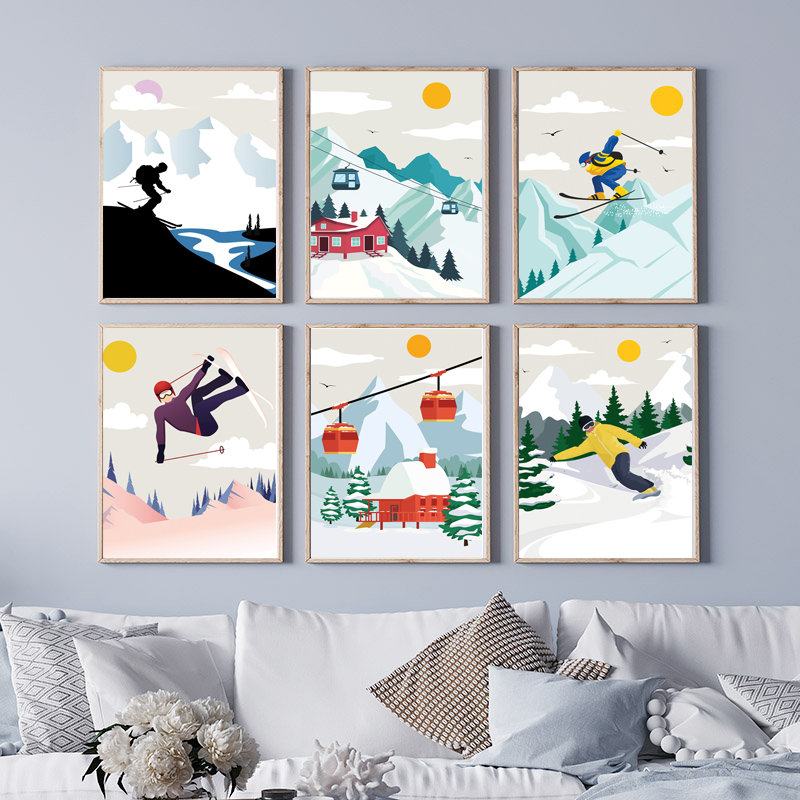 Minimalist Snow Mountain Canva - Baby Nursery Mountain Theme 评论和价格