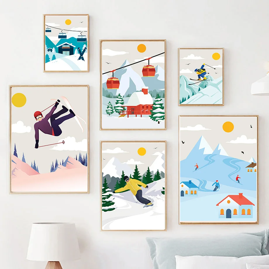 Minimalist Snow Mountain Canva - Baby Nursery Mountain Theme 评论和价格