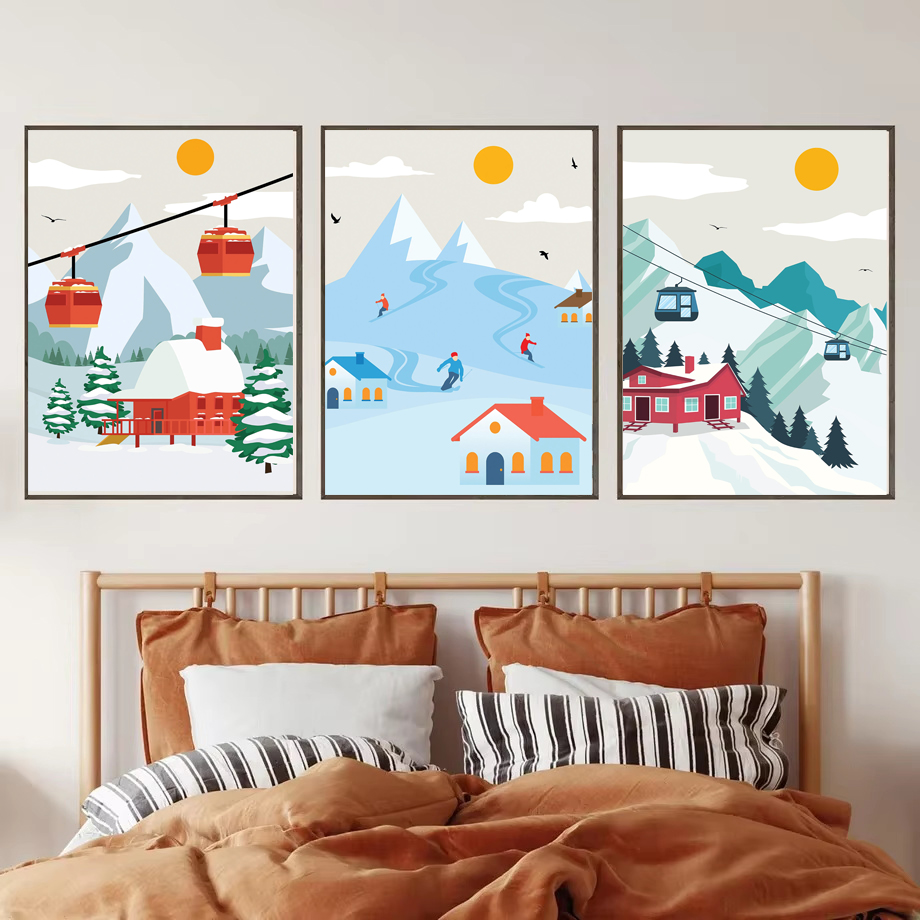 Minimalist Snow Mountain Canva - Baby Nursery Mountain Theme 评论和价格