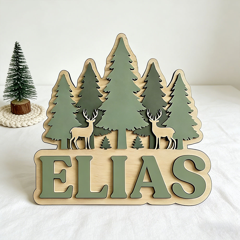 Custom Forest Elk Pine Tree Na - Baby Nursery Mountain Theme 评论和价格