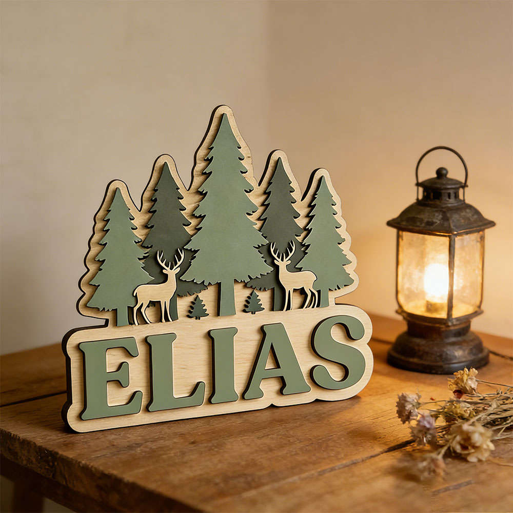 Custom Forest Elk Pine Tree Na - Baby Nursery Mountain Theme 评论和价格