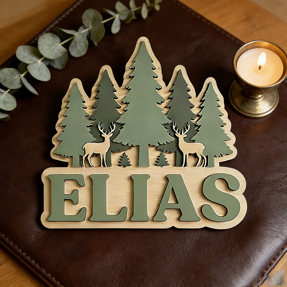 Custom Forest Elk Pine Tree Na - Baby Nursery Mountain Theme 评论和价格