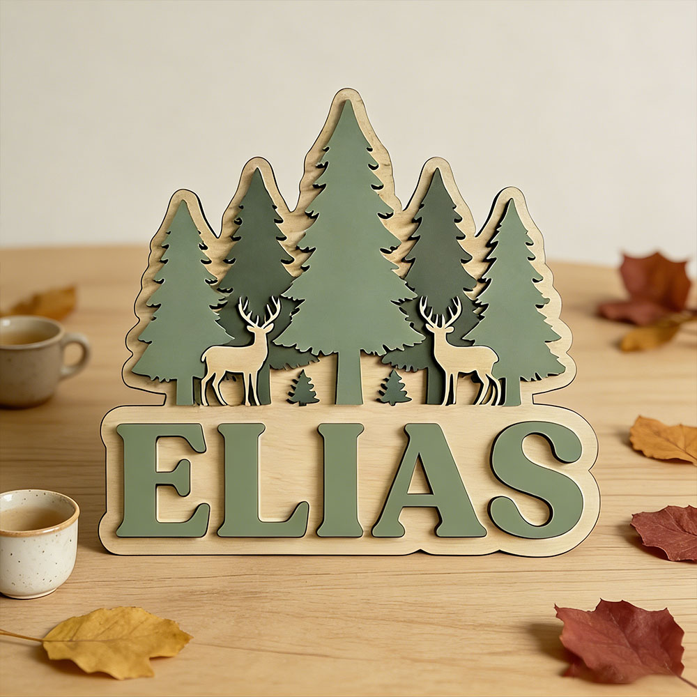 Custom Forest Elk Pine Tree Na - Baby Nursery Mountain Theme 评论和价格