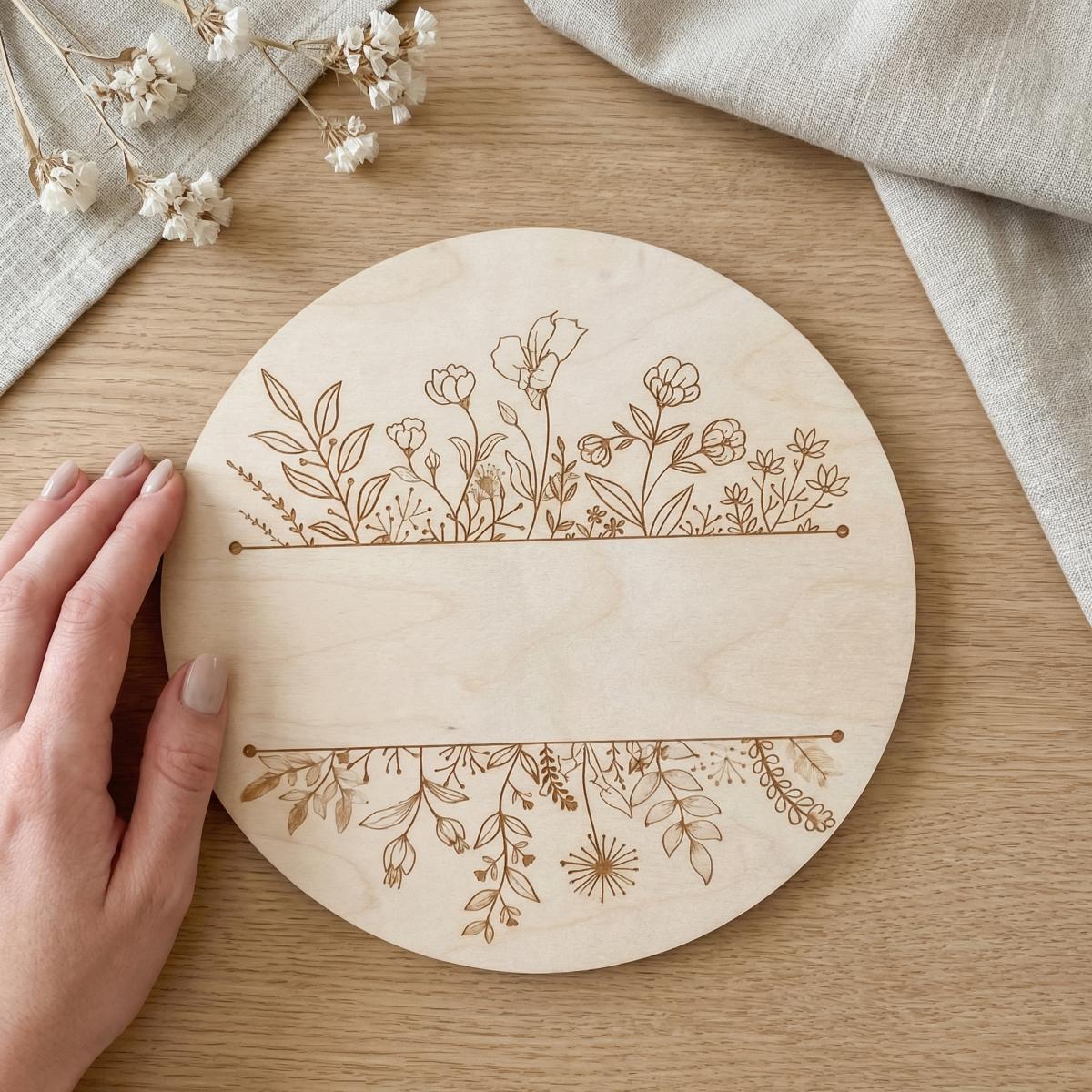 Personalized Floral Round Wood - Baby Nursery Decor 评论和价格