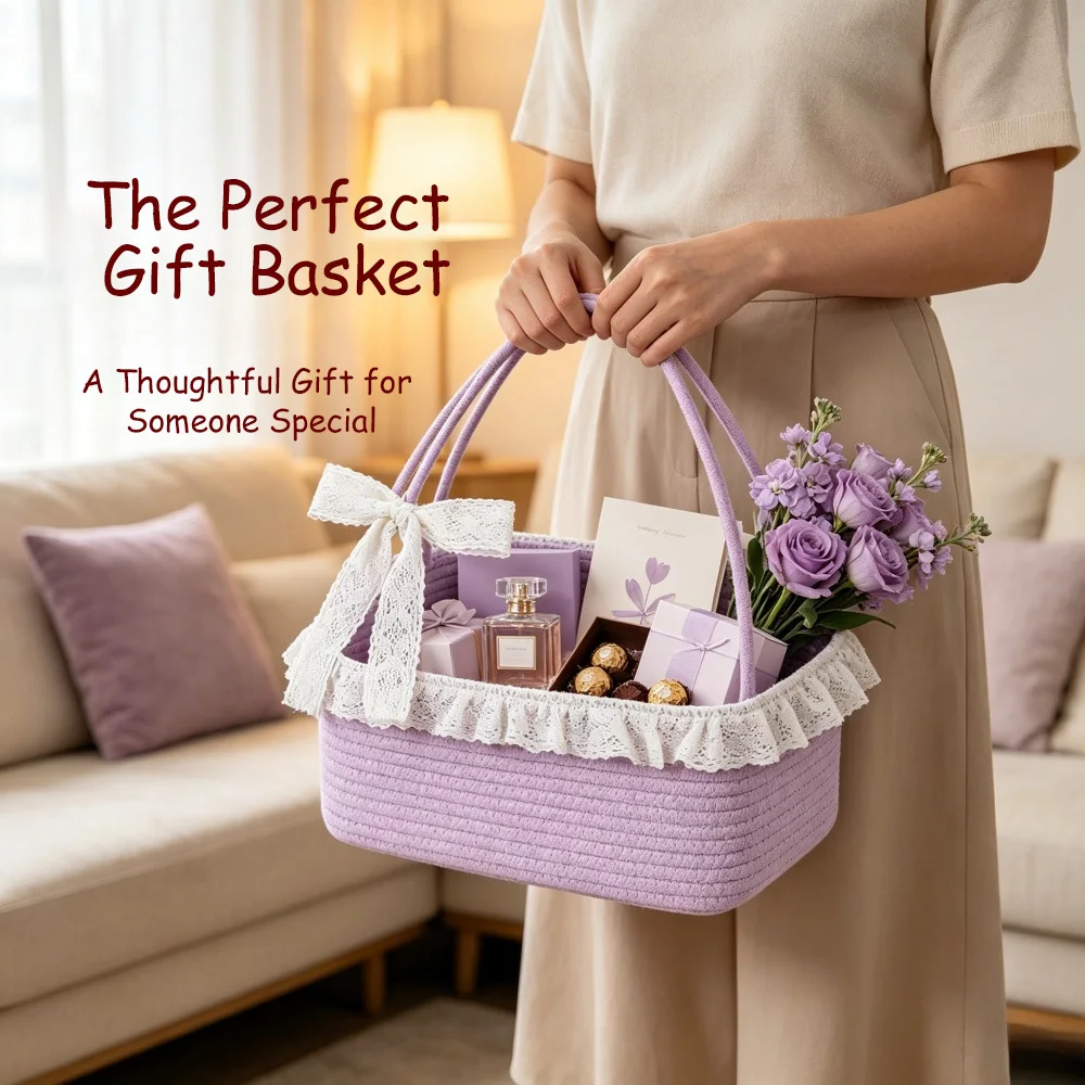 Cotton Rope Basket Baby Gift E - Baby Nursery Handles 评论和价格