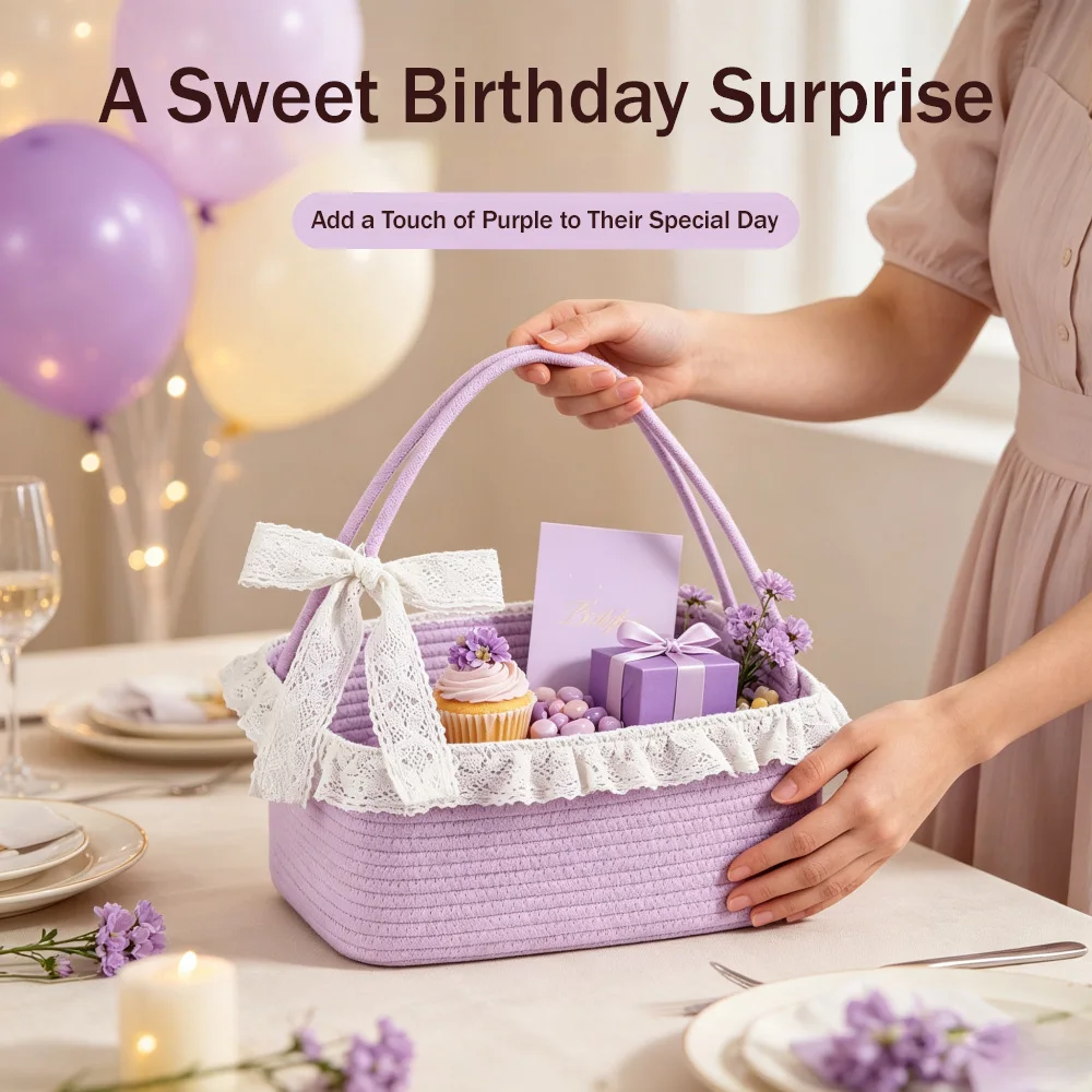 Cotton Rope Basket Baby Gift E - Baby Nursery Handles 评论和价格