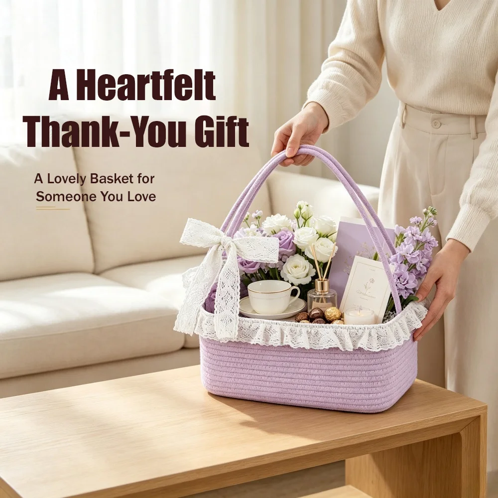 Cotton Rope Basket Baby Gift E - Baby Nursery Handles 评论和价格