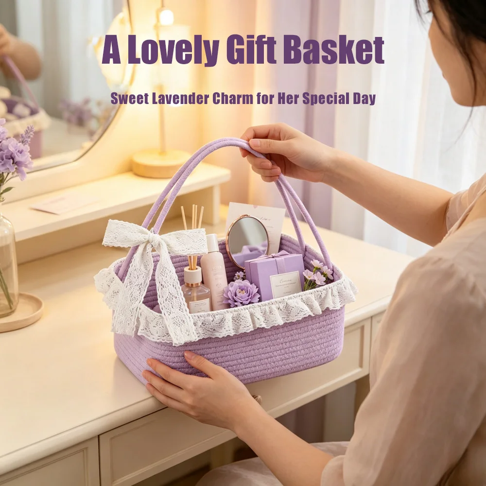 Cotton Rope Basket Baby Gift E - Baby Nursery Handles 评论和价格