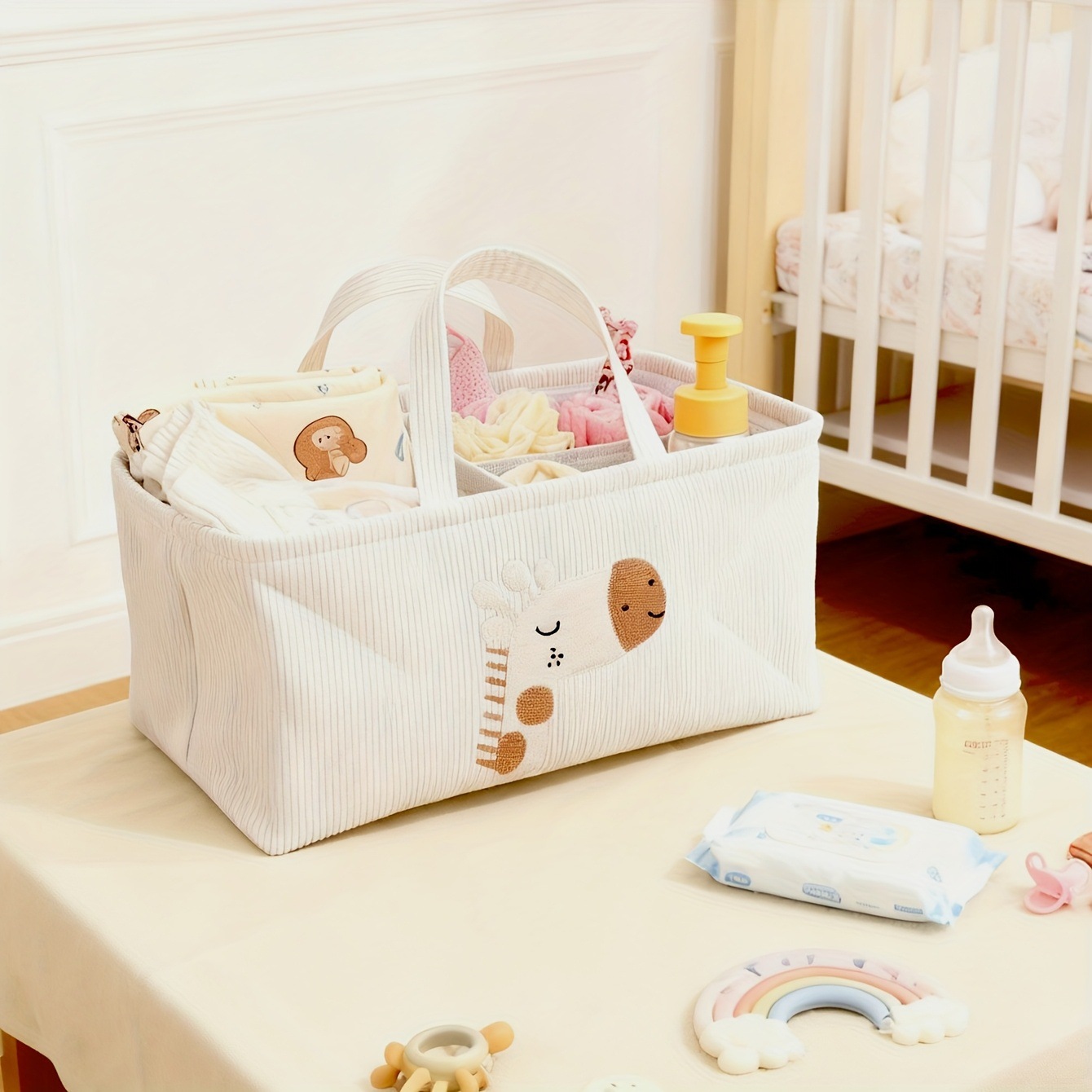 Cute Lion Diaper Caddy Foldabl - Baby Nursery Handles 评论和价格