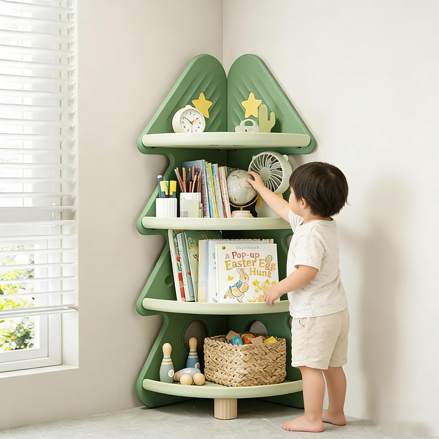 4 Tier Corner Bookshelf Toy St - Baby Nursery Books 评论和价格