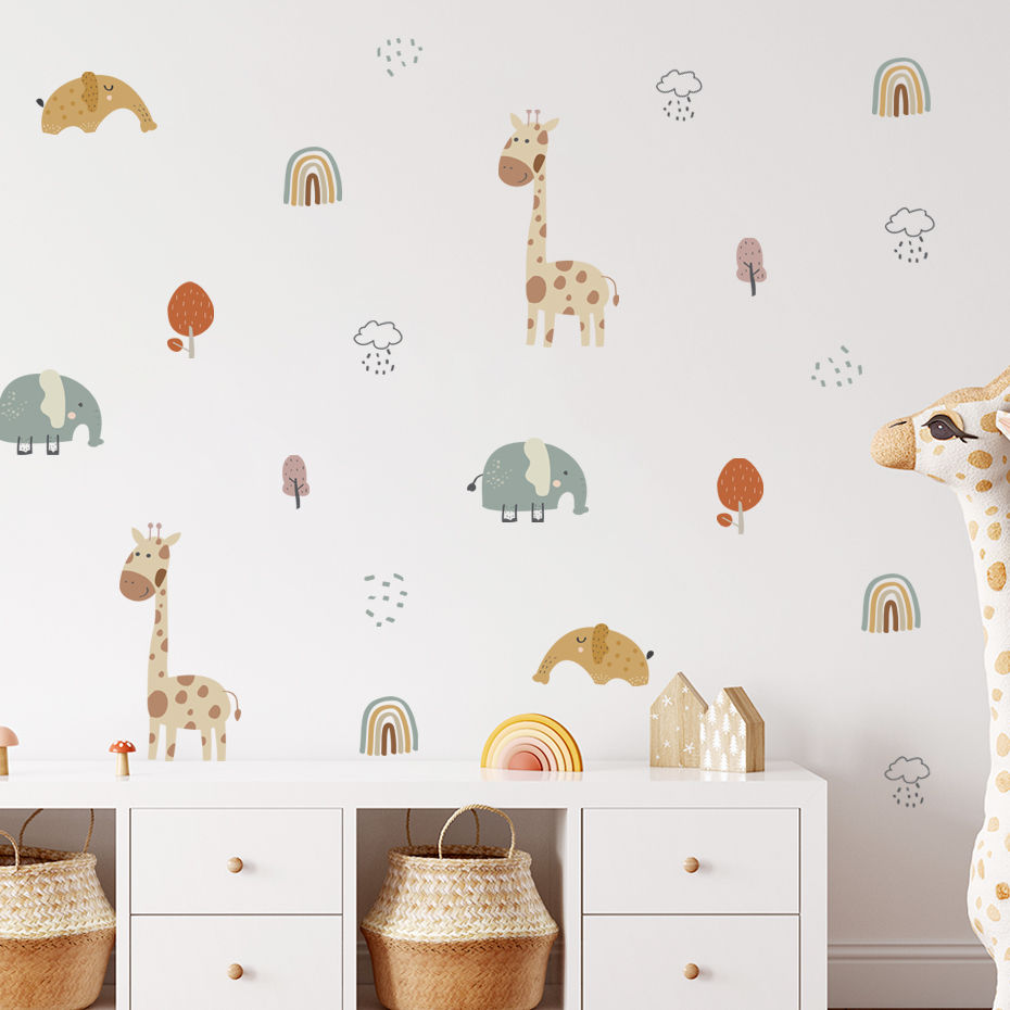 Cartoon Giraffe Elephant Anima - Baby Nursery Plants 评论和价格