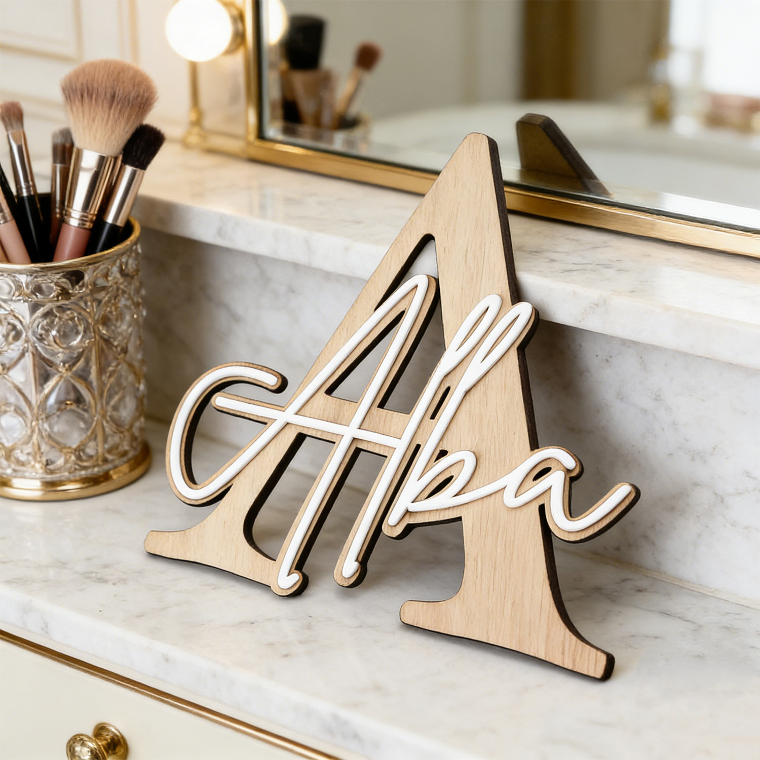 1pc Double-layer Wooden Name D - Baby Nursery Decor 评论和价格