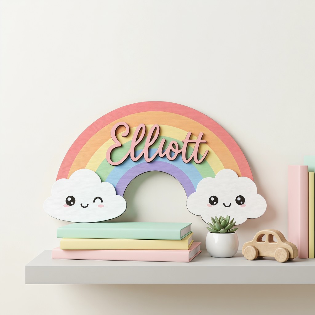 1Pc  Custom Cute Smiley Clouds - Baby Nursery Decor 评论和价格